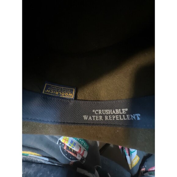 Mens Woolrich Small Brown Crushable Water Repellant Hat With Tan Leather Band - Picture 7 of 8